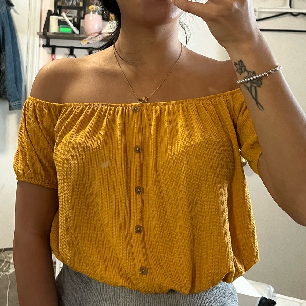 Mustard off shoulder top